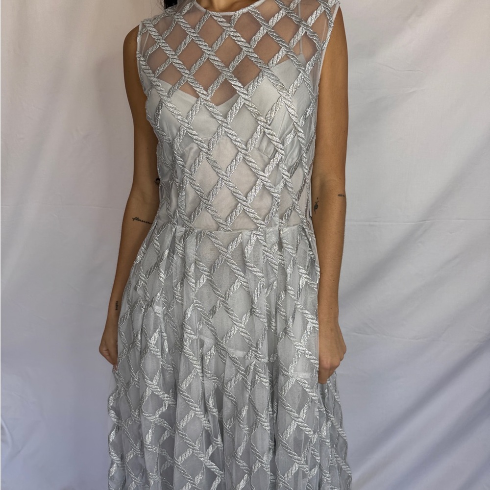 Simone Rocha Runway Elegant Silver Sleeveless Dress